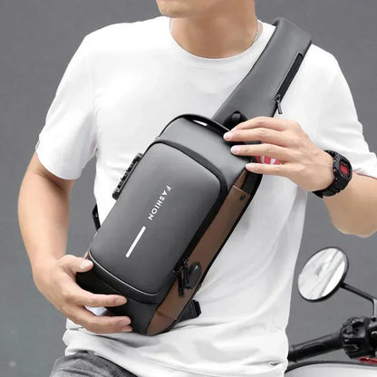 Men's Anti-Theft Chest Bag – USB Charging Crossbody Sling Bag for School, Travel & Daily Use