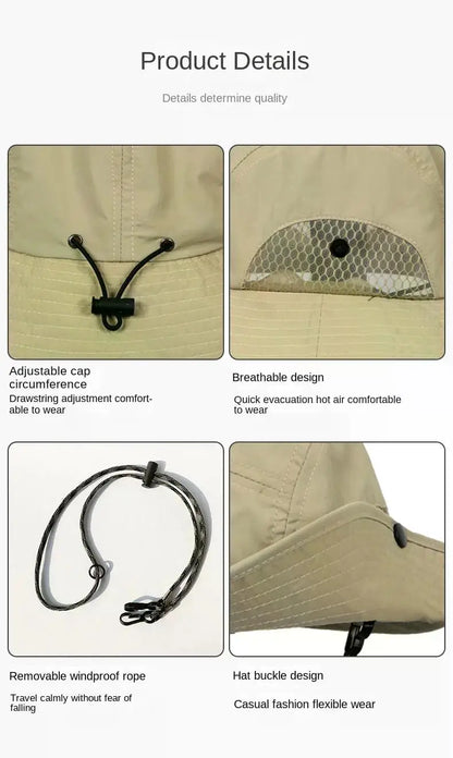 XXL Big Head Bucket Hat – Lightweight Quick-Dry Sun Hat for Outdoor & Fishing (60-65cm)