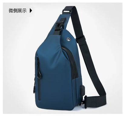 Stylish Men's Crossbody Bag – Waterproof, USB Charging, Outdoor Casual Chest Bag