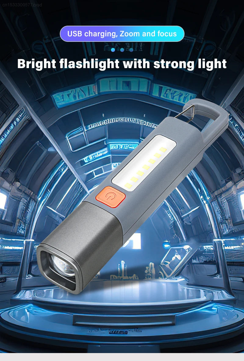 New Xiaomi Portable LED Flashlight – USB Rechargeable, Zoomable Torch for Outdoor Camping, Hiking & Emergency Use