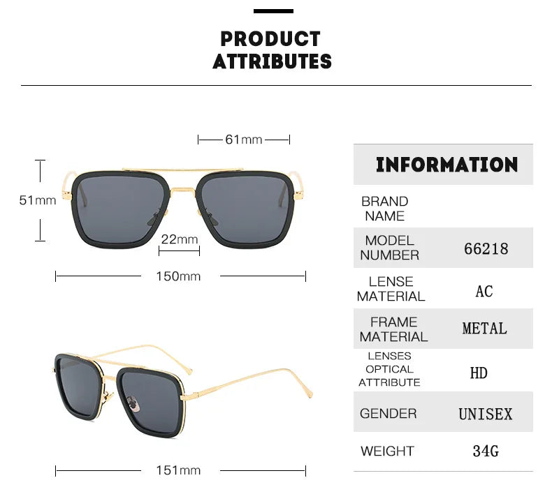 Tony Stark Glasses Men Women Sunglasses Iron man Eyewear Steampunk Sun Glasses Male Goggles