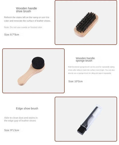 Horse Hair Brush Shoe Polish Set 9pcs 11pcs Leather Shoe Shine Brush Rub Leather Care Set， dropshipping