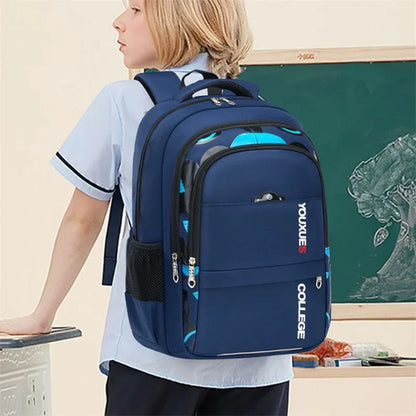 Waterproof Primary School Backpack – Durable & Spacious Book Bag for Teen Boys!