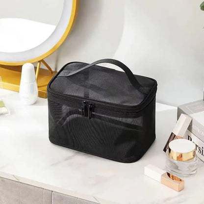 Fashion Transparent Mesh Travel Cosmetic Bag – Large Capacity 1/2/3 Layer Toiletry & Makeup Organizer for Women