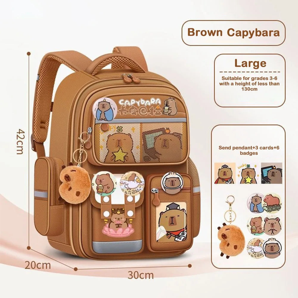 Waterproof Capybara Backpack Large Capacity Alleviate Burden School Bag Protecting Spine Widen Straps Backpack for Students